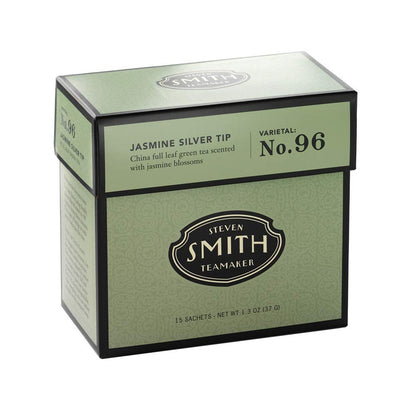 Smith Teamaker | Jasmine Silver Tip No. 96 | Caffeinated Green Tea with Jasmine Blossoms | Scented Full Leaf Green Tea (15 Sachets, 1.3oz each)