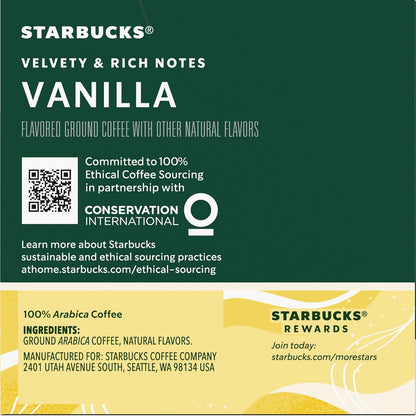 Starbucks Flavored Coffee K-Cup Pods, Vanilla Flavored Coffee, Made without Artificial Flavors, Keurig Genuine K-Cup Pods, 10 CT K-Cups/Box (Pack of 1 Box)