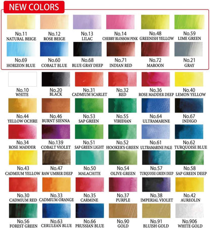 Kuretake GANSAI TAMBI Watercolor Paint Set, 48 Colors, Professional-quality for artists and crafters, for kids, adult, Made in Japan